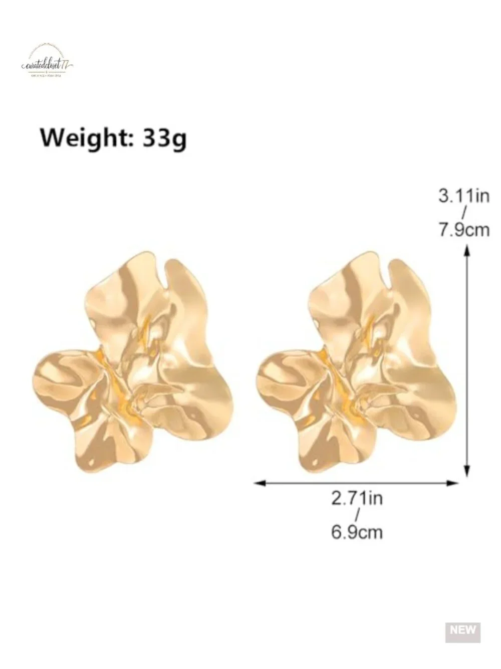 Chunky Gold Statement Stud Earrings Geometric Square Drop Earrings